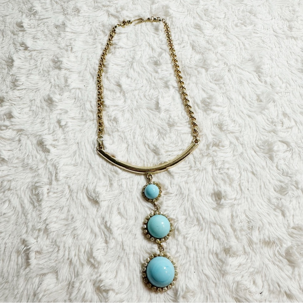 Baby Blue Rhinestone Pendant Necklace